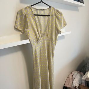 ZARA- Yellow Polka Dot Midi Dress